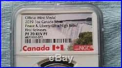 2019 1oz Canada Silver Peace & Liberty Ultra High Relief PF70 REV PF F RELEASES