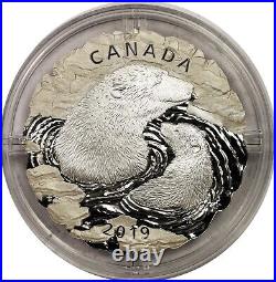 2019 Canada $50 Polar Bear 5 oz. 9999 Fine Silver Mother and Cub OGP