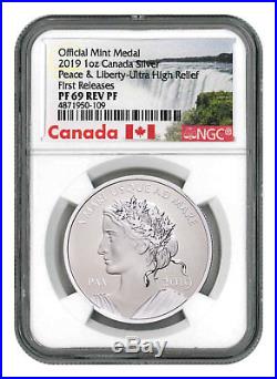 2019 Canada Peace & Liberty UHR 1oz Silver Reverse PF Medal NGC PF69 FR SKU55508