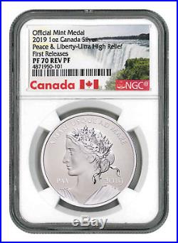2019 Canada Peace & Liberty UHR 1oz Silver Reverse PF Medal NGC PF70 FR SKU55510