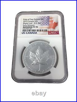 2019 Canada Silver Maple Leaf Ngc Pr Pf 70 Pride Of Two Nations Set S$5 Modified