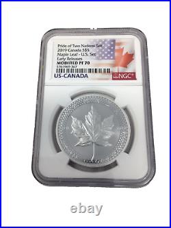 2019 Canada Silver Maple Leaf Ngc Pr Pf 70 Pride Of Two Nations Set S$5 Modified