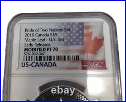 2019 Canada Silver Maple Leaf Ngc Pr Pf 70 Pride Of Two Nations Set S$5 Modified