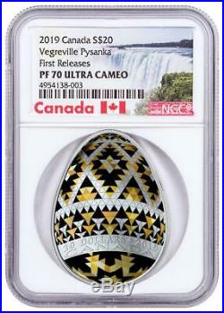 2019 Canada Ukrainian Pysanka Vegreville Egg Shaped 1 oz Silver NGC PF70 UC FR