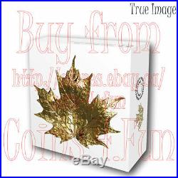 2019 Masters Club Golden 3D Maple Leaf $15 Pure Silver Proof Coin Canada