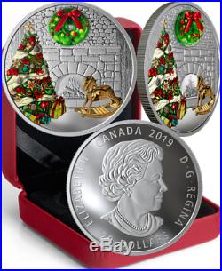 2019 Murano Holiday Wreath Magic $20 1OZ Pure Silver Proof Coloured Coin Canada