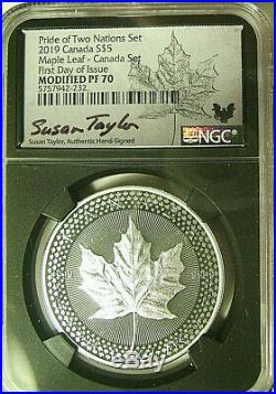 2019 Pride Of Two Nations 2 Coin Silver Set Ngc Pf70 Fdi Rare Canada Set
