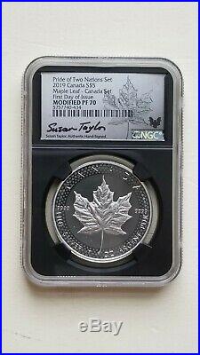 2019 Pride Of Two Nations 2 Coin Silver Set PF70 FDI CANADA SET- RARE