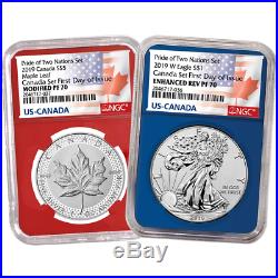2019 Pride of Two Nations FDOI NGC PF 70 Flags Red & Blue Label Canada Set