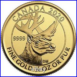2020 CANADA $10 WOODLAND CARIBOU 1/4 oz Reverse Proof GOLD Coin RARE LIMITED