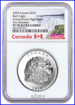2020 Canada 1oz Silver $25 Bald Eagle Extraordinary High Relief NGC PF70 UC FR