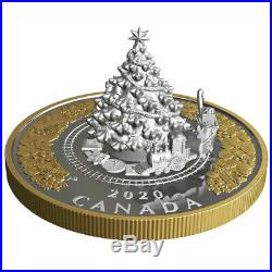 2020 Canada $50 3D Christmas Tree with Moving Train 5 oz Silver Proof Coin