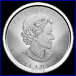 2021 1 oz. Pure Silver Coin W Mint Mark Silver Maple Leaf Canada-Mintage 8,000