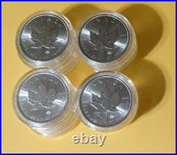 2021 Canada 1 oz Silver Maple Leaf Coins BU lot of 20. (In capsules)