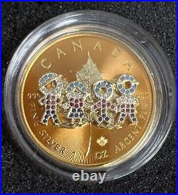 2021 Canada $5 Big Family Gold Bejeweled 1 Oz Silver Coin & COA