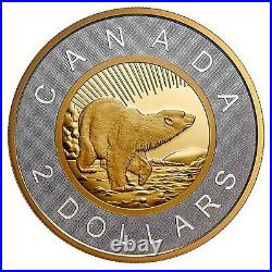 2021 Canada S$2 Polar Bear Gilt Renewed Silver Toonie 25th Ann 2 Oz Box COA OGP