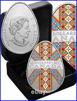 2021 Traditional Ukrainian Pysanka $20 1OZ Egg Shaped Silver Proof Coin Canada