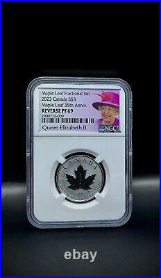 2023 Canada$3 1/4oz Fine Silver, Maple Leaf 35TH Anniv, Reverse PF69 BY NGC 2023 Canada$3 1/4oz Fine Silver, Maple Leaf 35TH Anniv, Reverse PF69 BY NGC