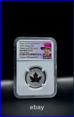2023 Canada$3 1/4oz Fine Silver, Maple Leaf 35TH Anniv, Reverse PF69 BY NGC 2023 Canada$3 1/4oz Fine Silver, Maple Leaf 35TH Anniv, Reverse PF69 BY NGC