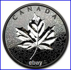 2024 $50 Canada 5 oz Silver Maple Leaves in Motion. Black Rhodium Plated