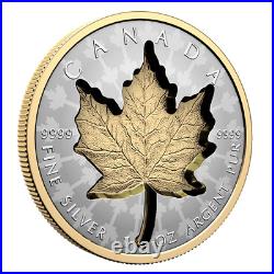 2024 Canada $20 Super Incuse Maple Leaf SML Pure Silver Coin with Gold Plating