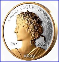 2024 Canada S$1 Gold Plated 1 Oz Silver Peace Dollar UHR NGC PF70 UC WithBox OGP 2024 Canada S$1 Gold Plated 1 Oz Silver Peace Dollar UHR NGC PF70 UC WithBox OGP