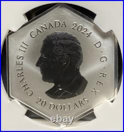 2024 Canada Snowflake Light Blue Crystal $20 1 oz Silver Proof Coin NGC PF 70 FR