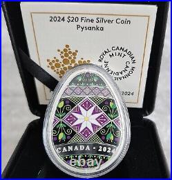 2024 Canada Traditional Ukrainian Pysanka $20 99.99% Pure Silver Coin