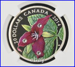 20 Dollars 2014 Canada Red Trillium Silver Proof Ngc Pf70