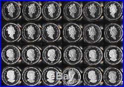 24 Superb Canada Silver Dollar Proofs (date Run 1992-2014) Awesome! No Rsrv