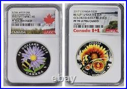 2 1oz Canadian Coins Aster w Bee & Beauty Under the Sun 2012/17 NGC PF70 UC ER 2 1oz Canadian Coins Aster w Bee & Beauty Under the Sun 2012/17 NGC PF70 UC ER