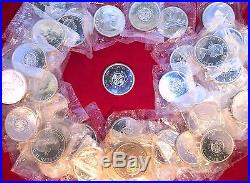 50 UNCIRCULATED Canadian Silver Dollars, 50 Coins, 64 & 65, 80% Silver