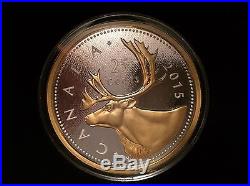 5 oz. Fine Silver Gold-Plated 2015 Canada Big Coins Series #2 Caribou 25 Cents