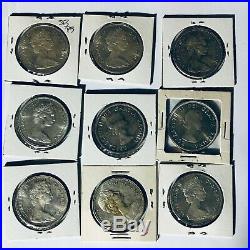 (9) Canadian Silver Dollars 5.4 OZT Mixed years 1962-1967. Mostly UNC