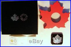 BEAUTIFUL 2015 Canada PROOF SILVER Maple Leaf Shaped $20 Coin Original Packaging