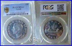 Better Date 1945 Canada Silver Dollar Pcgs Ms-62
