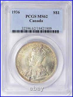 C036 Canada 1936 Silver Dollar. KM-31 PCGS MS62