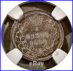 Canada 1892 Silver 5 Cents Low Mintage Date Super Uncirculated Ngc Ms62