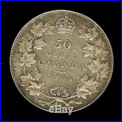 Canada 1906 Silver 50 Cents Choice Almost Uncirculated
