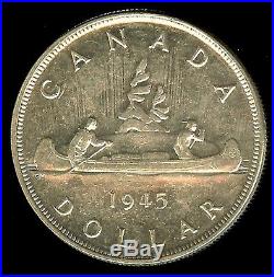 Canada 1945 Silver Dollar Near Choice Uncirculated Key Date