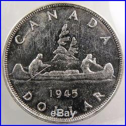 CANADA. 1945 Silver Dollar, ICCS MS 60