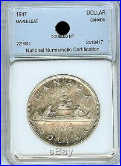 Canada 1947 Silver Dollar -maple Leaf / Doubled Hp- Gem Uncirculated Rare