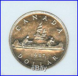 Canada 1947 Silver Dollar With Maple Leaf Nice Uncirculated Scarce