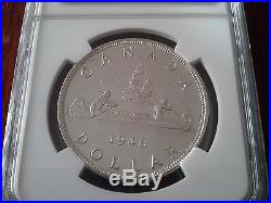 Canada 1948 $1 Silver Dollar Ngc Graded Ms 62