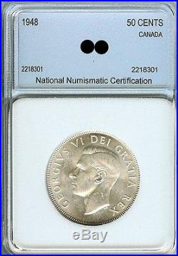 Canada 1948 Silver 50 Cents Near Gem Uncirculated Key Date