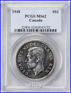 CANADA 1948 SILVER DOLLAR King George VI PCGS MS 62