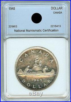 Canada 1948 Silver Dollar Near Gem Uncirculated Very Rare! Only 18,780 Minted