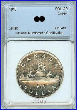 Canada 1948 Silver Dollar Near Gem Uncirculated Very Rare! Only 18,780 Minted