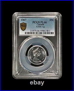 CANADA. 1967, 25 Cents, Silver PCGS PL66 QEII, Confederation, Canadian Lynx CANADA. 1967, 25 Cents, Silver PCGS PL66 QEII, Confederation, Canadian Lynx
