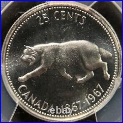 CANADA. 1967, 25 Cents, Silver PCGS PL66 QEII, Confederation, Canadian Lynx CANADA. 1967, 25 Cents, Silver PCGS PL66 QEII, Confederation, Canadian Lynx